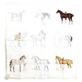 Hermès-Hermes Carre 90 Scarf-Cream,Navy blue
