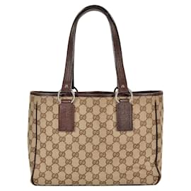 Gucci-Gucci Beige GG Canvas and Leather Tote Bag-Beige