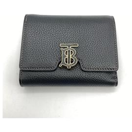 Burberry-Burberry TB Compact Wallet Tri-fold Leather-Black
