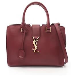 Yves Saint Laurent-Yves Saint Laurent Leather Baby Cabas YSL Handbag-Brown