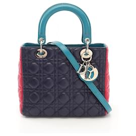Dior-Dior Lady Dior Cannage Leather Handbag-Blue