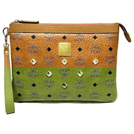 MCM-MCM Visetos Studded Clutch Bag Unisex-Brown