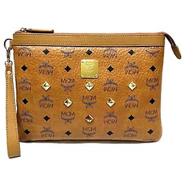 Borsa clutch chiodata MCM Visetos unisex Marrone