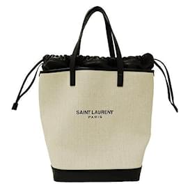 Yves Saint Laurent-Yves Saint Laurent Coated Canvas Teddy Tote-White