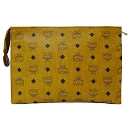 MCM-MCM Coated Canvas Clutch-Brown