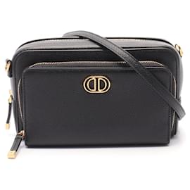 Dior-Dior Leather Caro Double Pouch Shoulder Bag-Black