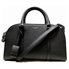 Yves Saint Laurent-Yves Saint Laurent Baby Duffle Rock Leather Handbag-Black