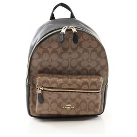 Coach Charlie Medium Signature Backpack Brown Beige