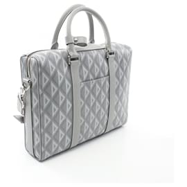 Dior-Dior CD Diamond Briefcase PVC Canvas Leather-Grey