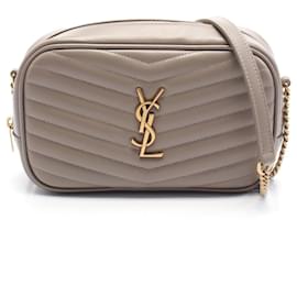 Yves Saint Laurent-Yves Saint Laurent LOU Mini Leather Shoulder Bag-Brown,Beige