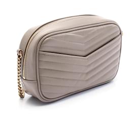 Yves Saint Laurent-Yves Saint Laurent LOU Mini Leather Shoulder Bag-Brown,Beige