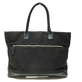 Burberry-Sac fourre-tout en toile et cuir Burberry-Noir