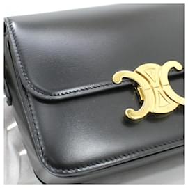 Céline-Celine Black Leather Shoulder Bag-Black