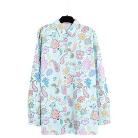 Etro Top FR42 Azul bebé Blusa de Popelín con estampado Paisley UK14 US12 Azul