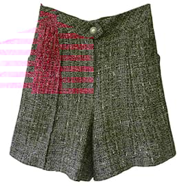 Chanel-Chanel 19C La Pausa Red Tweed Pearl Shorts FR 36-Red