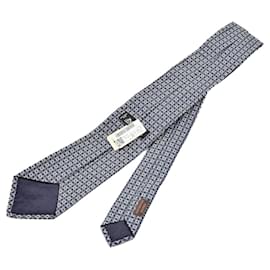 Hermès-Hermes Gray Silk Cravat-Brown