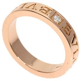Bulgari-Bvlgari 18K Pink Gold Double 1P Diamond Band Ring-Pink