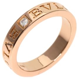 Bulgari-Bvlgari 18K Pink Gold Double 1P Diamond Band Ring-Pink