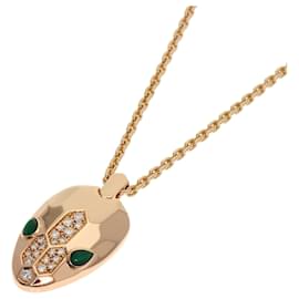 Bulgari-Bvlgari Serpenti Malachite Diamond Necklace-Pink