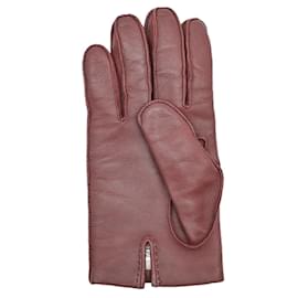 Hermès-Gants courts en cuir rouge Bordeaux Hermes-Rouge,Bordeaux
