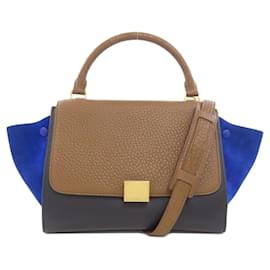 Céline-Celine Trapeze Handbag in Calf Leather-Brown,Black,Blue