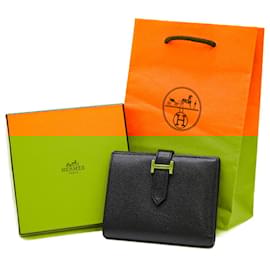 Hermès-Portefeuille compact Hermes Bearn-Noir