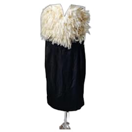 Yves Saint Laurent-Yves Saint Laurent strapless dress-Black,White