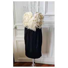 Yves Saint Laurent-Yves Saint Laurent strapless dress-Black,White