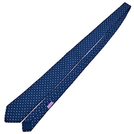 Hermès-Hermes Silk Cravat in Navy and Pink-Pink,Navy blue