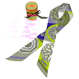 Hermès-Hermes Twilly Festival Kaleidoscope Scarf-Red,Blue,Multiple colors
