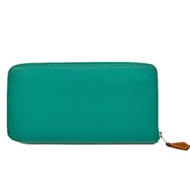 Hermès-Hermes Azap Long Wallet in Epsom Leather-Green,Light blue