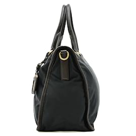 Prada-Prada Jacquard Triangle Plate Shoulder Handbag-Black