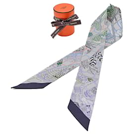 Hermès-Hermes Twilly Splash Park Scarf-Brown,White,Multiple colors
