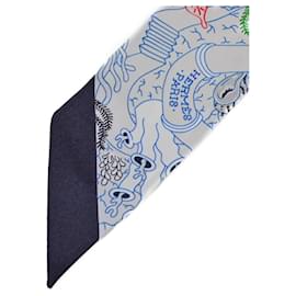 Hermès-Foulard Park Twilly Splash d'Hermès-Marron,Blanc,Multicolore