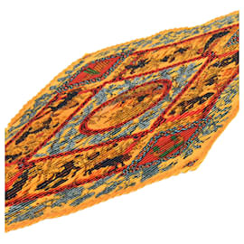 Hermès-Hermes Pleated Carré Les Legendes de l'Arbre Scarf-Black,Red,Orange,Grey