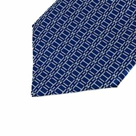 Hermès-Hermes Navy Blue Silk Cravat-Navy blue