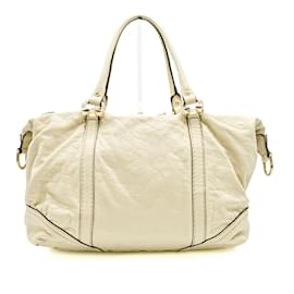 Gucci-Gucci Mini Boston GG Leather Handbag-Cream