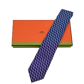 Hermès-Gravata de seda azul Hermes-Azul