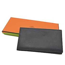 Hermès-Hermes Citizen Twill Long Silkin Wallet-Navy blue
