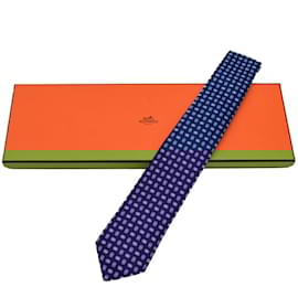 Hermès-Gravata de seda navy Hermes-Azul marinho