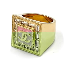 Chanel-Chanel Coco Mark Square Ring ABD181-Pink,Golden