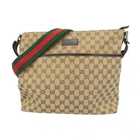 Gucci-Gucci Brown Shoulder Bag GG Canvas Sherry Line-Brown