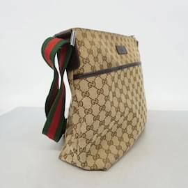 Gucci-Gucci Brown Shoulder Bag GG Canvas Sherry Line-Brown