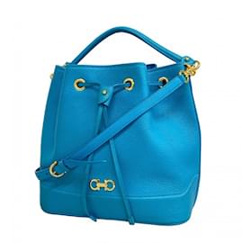 Salvatore Ferragamo-Salvatore Ferragamo Light Blue Shoulder Bag-Light blue