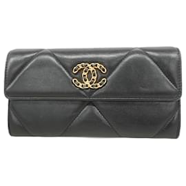 Chanel-Chanel Long Wallet in Black Lambskin-Black
