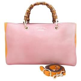 Gucci-Gucci Bamboo Shopper Medium Handbag-Pink,Orange