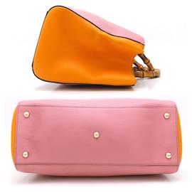 Gucci-Gucci Bamboo Shopper Medium Handbag-Pink,Orange