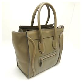 Céline-Celine Olive Leather Tote Bag-Olive green