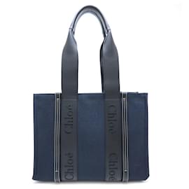 Chloé-Chloé Woody Medium Tote Bag-Blue