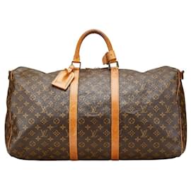 Louis Vuitton-Louis Vuitton Monogram Keepall Bandouliere 55 Boston Bag-Brown